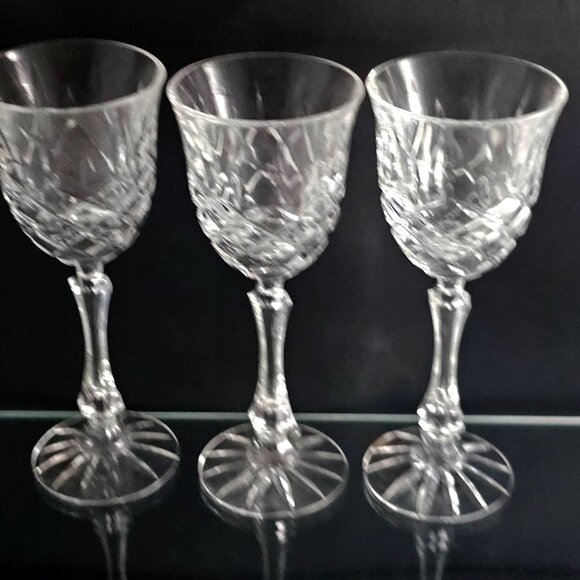 Royal Dartmouth Cut Glass Cordial Glasses 5.5" set-3 vintage elegant crystal - Picture 4 of 14